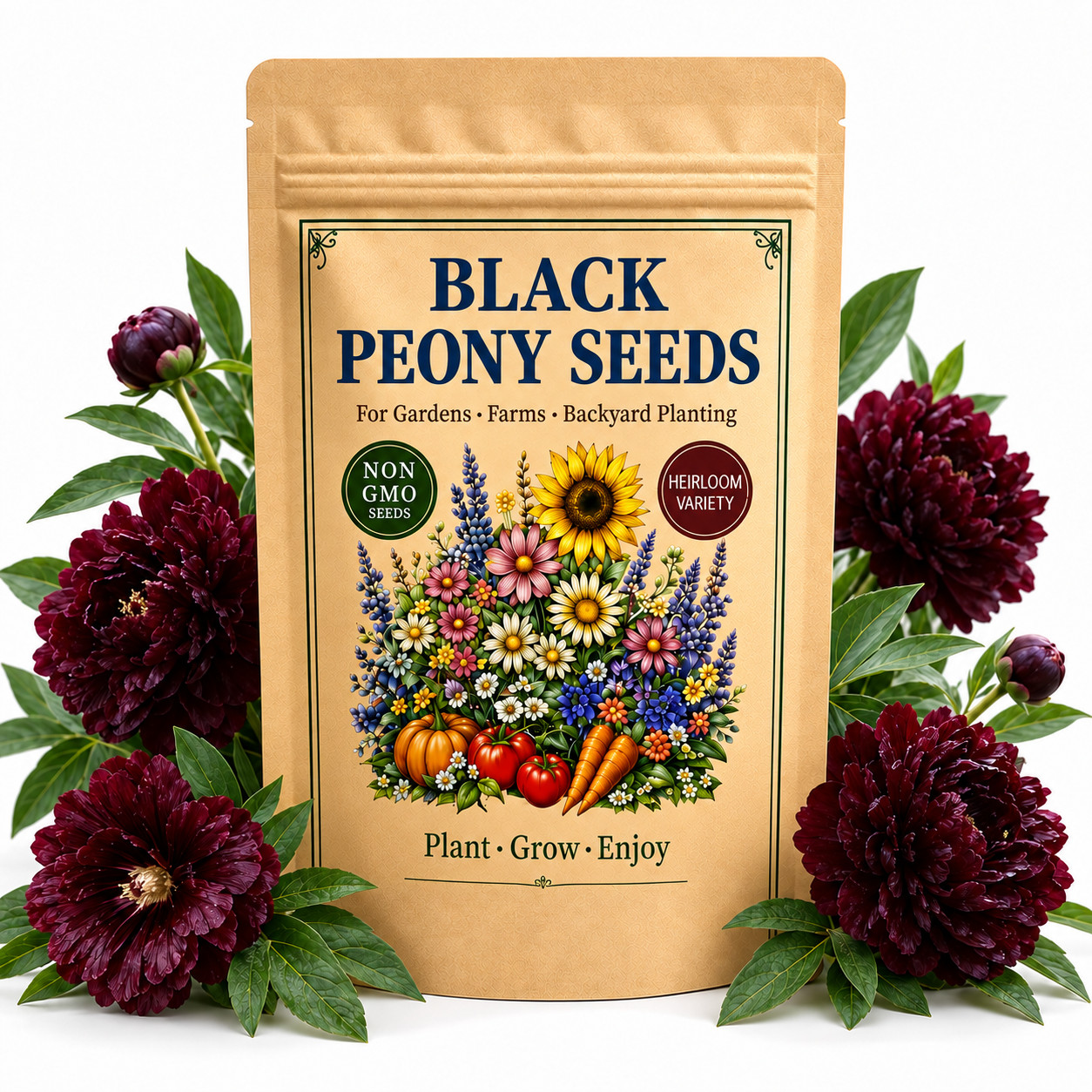 50 Black Peony Seeds - Garden Flowers for Home Planting Pollinator Beds 50 Black Peony Seeds - Garden Flowers for Home Planting Pollinator Beds