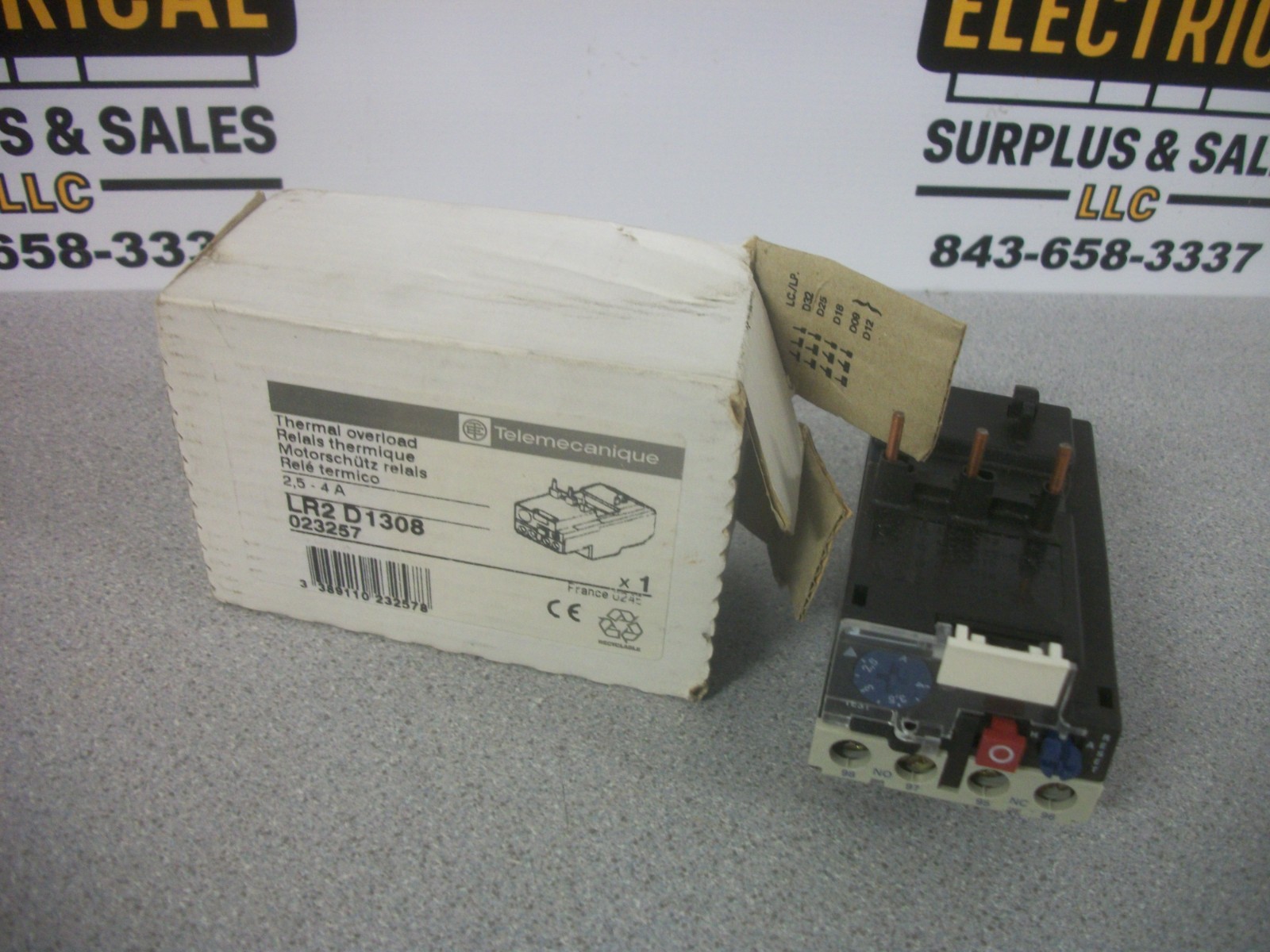 TELEMECANIQUE THERMAL OVERLOAD RELAY LR2D1308 2.5-4AMP NIB