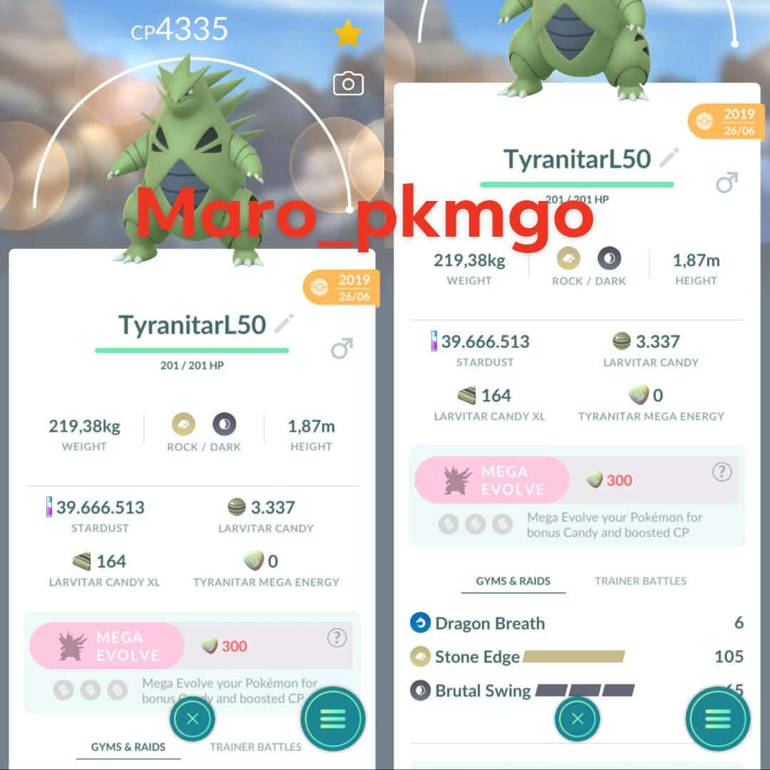 Pokemon Tyranitar LV50 3 moves in 2020, 2019 or 2018 -TRA\'DE Lucky guaranteed GO