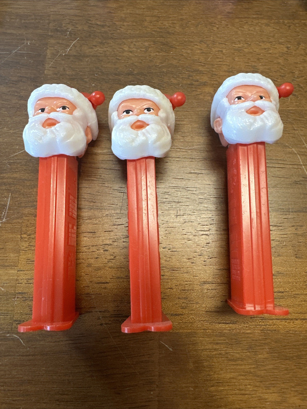 3 Vintage Santa Claus Pez Dispenser with Feet Eyes Open Slovenia 3 Vintage Santa Claus Pez Dispenser with Feet Eyes Open Slovenia
