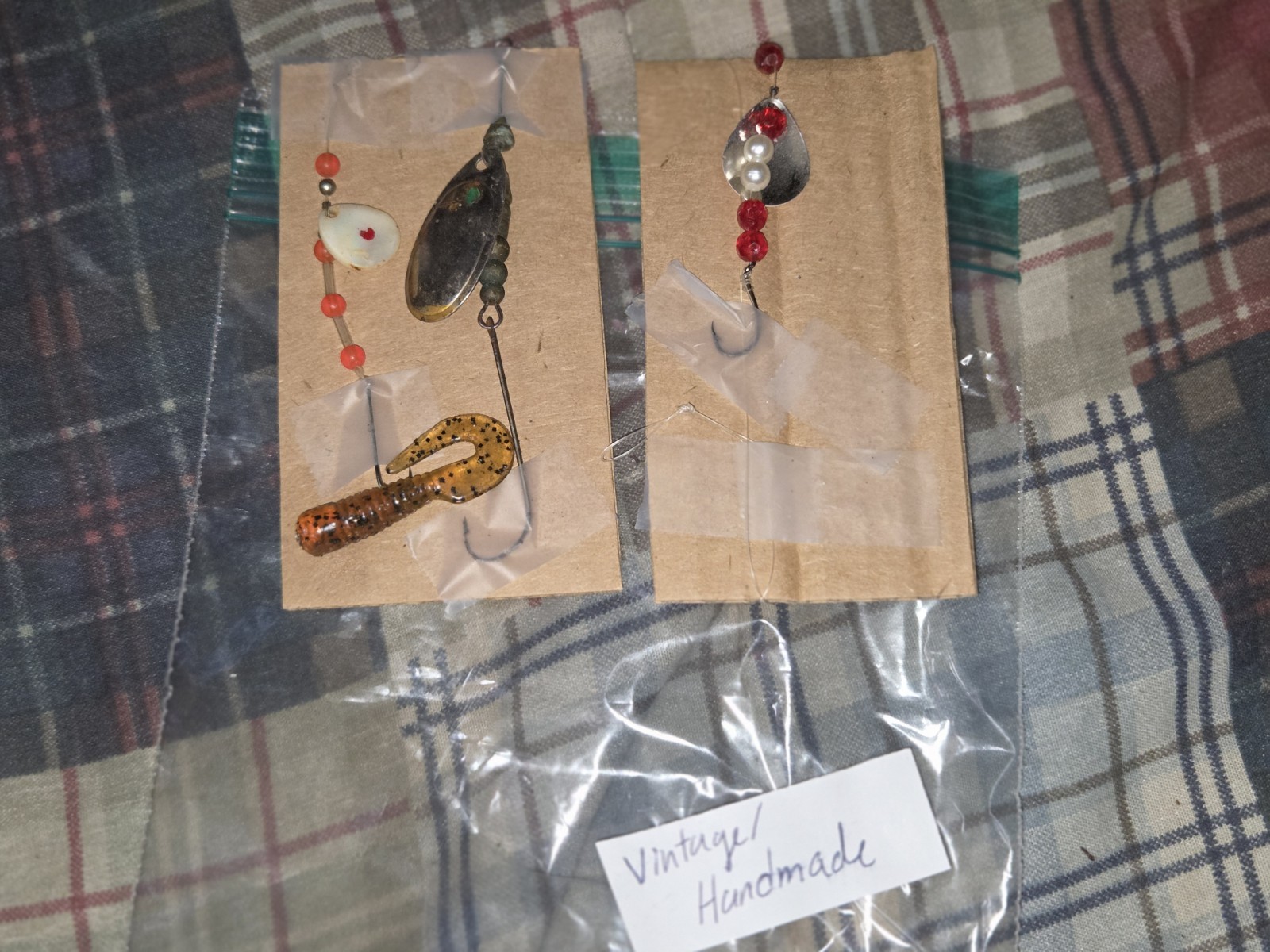 Vintage Custom Fishing Rig Lot - 3 Hand-Rigged Trolling Spinners & Beaded Setups
