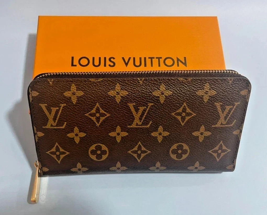 AUTHENTIC LOUIS VUITTON MONOGRAM ZIPPY WALLET ZIP AROUND LONG PURSE BROWN
