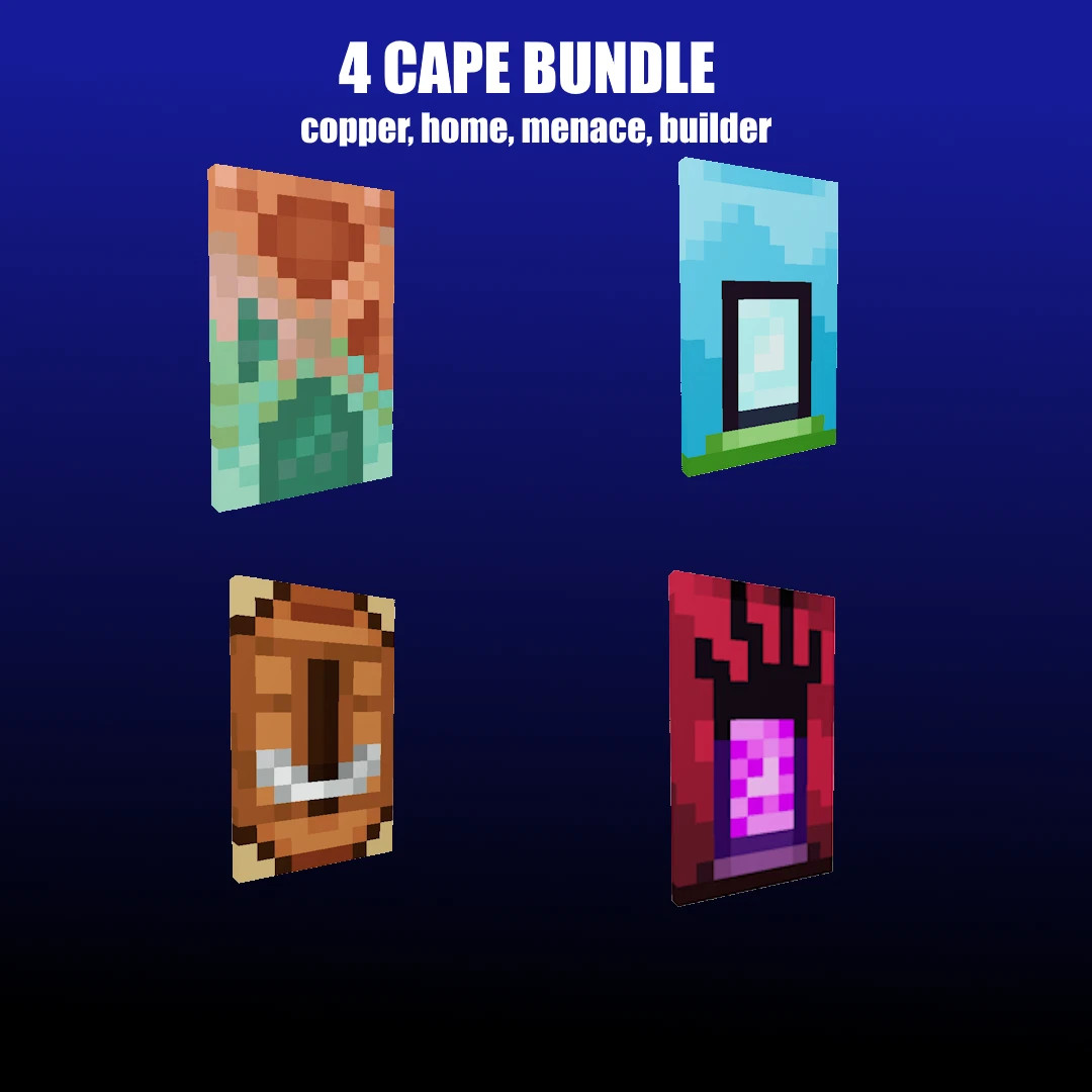☄️Minecraft 4 CAPE bundle | copper, menace, home, builder | Codes☄️