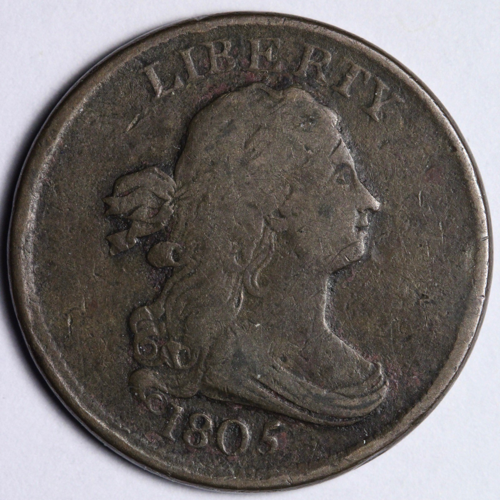 1805 Large 5 Draped Bust Half Cent VF+ E101 RTCMZ