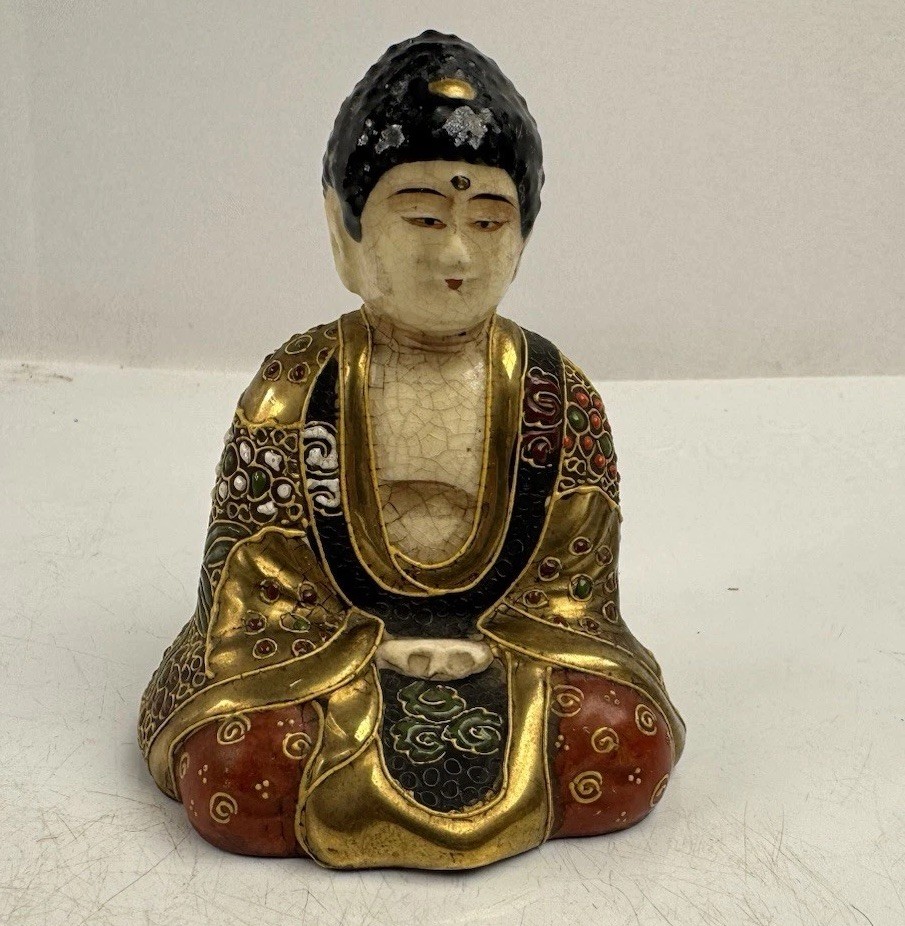 ANTIQUE JAPANESE SATSUMA MORIAGE AMIDA BUDDHA