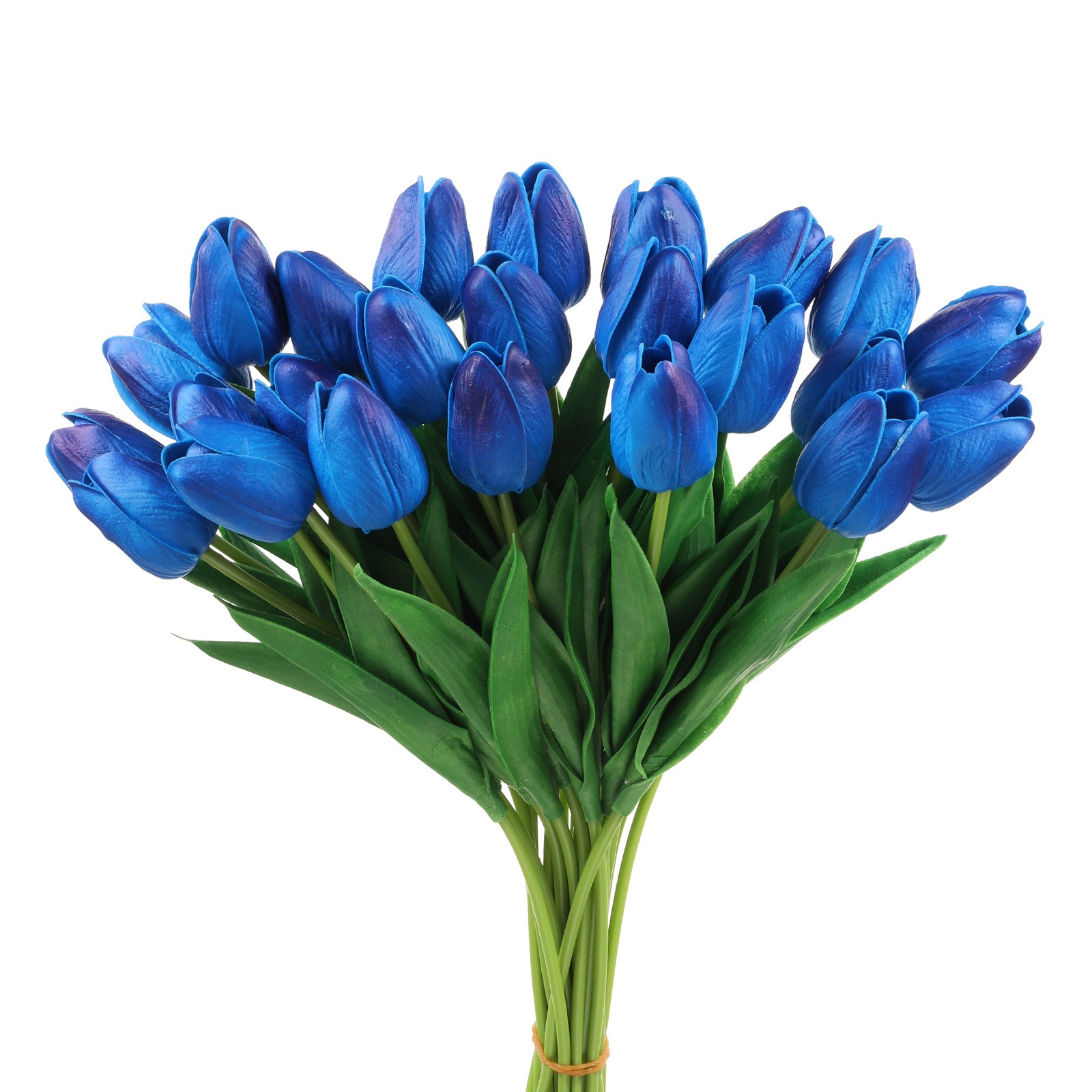 24Pcs Fake Tulips Artificial Flowers PU Tulips with Stems Blue