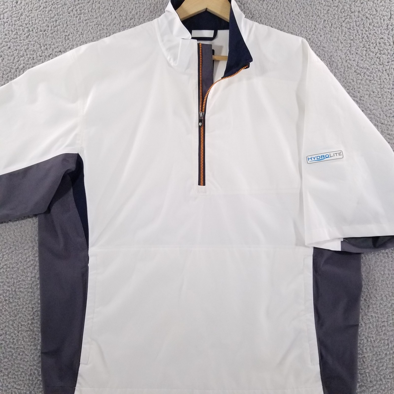 FootJoy Windshirt Mens Large White Gray Dryjoys Hydrolite Golf 1/4 Zip Ripstop