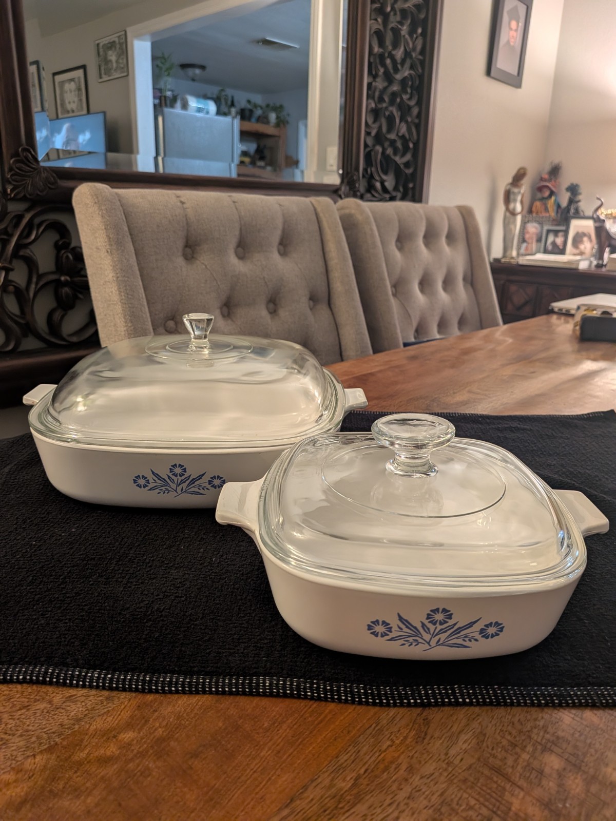Vtg CorningWare Blue Cornflower Casserole Set P-1-B 1 Qt & P-16-B 11\