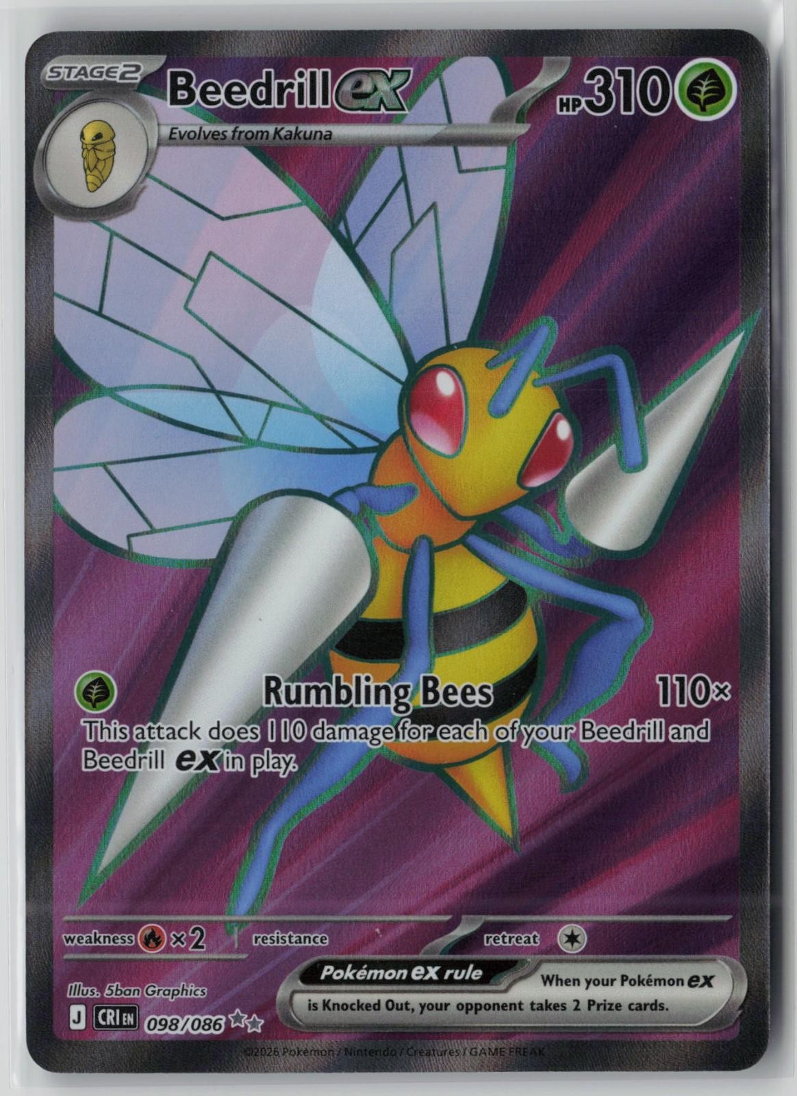 Beedrill ex 098/086 Ultra Rare Chaos Rising Near Mint DK4