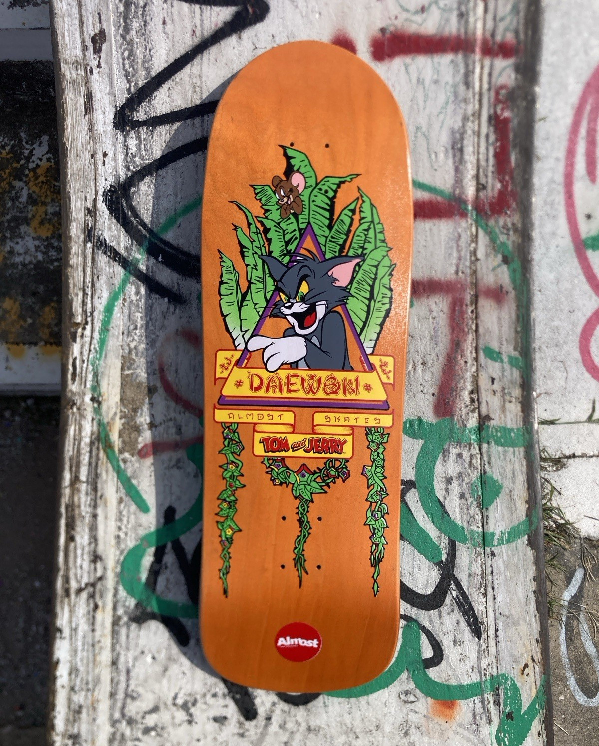 2017 Rare Almost Daewon Natas Panther Spoof Tom Jerry Screened Skateboard Deck