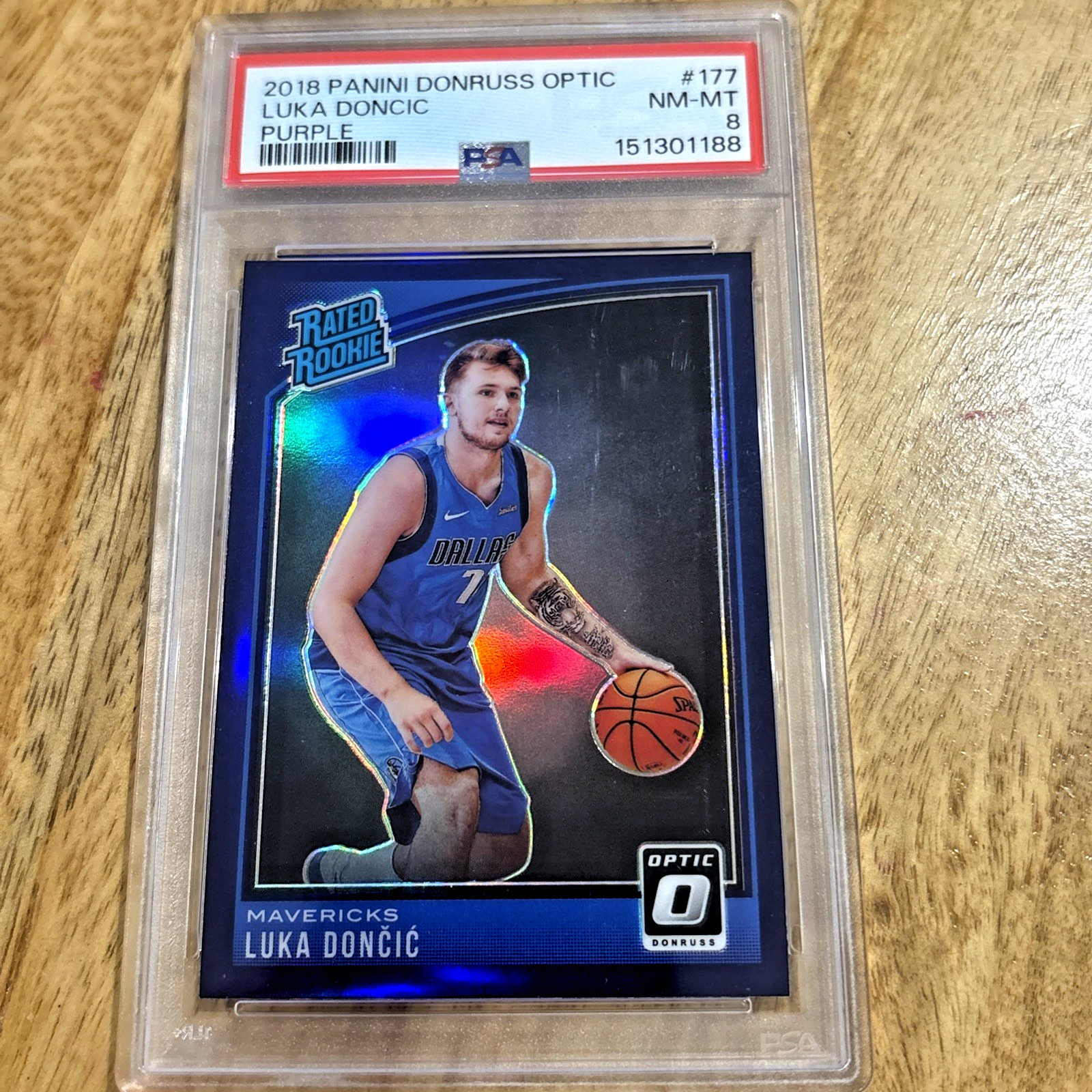 Panini 2018-19 Donruss Optic Luka Dončić Rated Rookie Purple #177 PSA 8 Panini 2018-19 Donruss Optic Luka Dončić Rated Rookie Purple #177 PSA 8