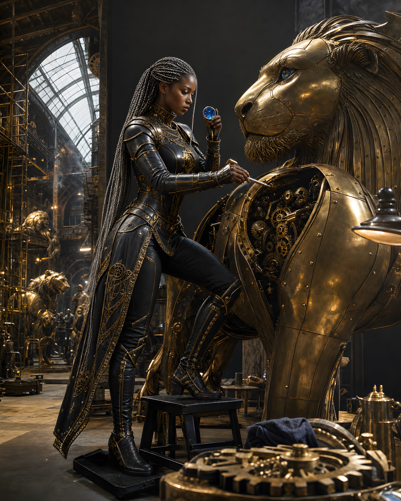 The Brass Lion Conservator Steampunk Menagerie Queen Wall Art/185076404