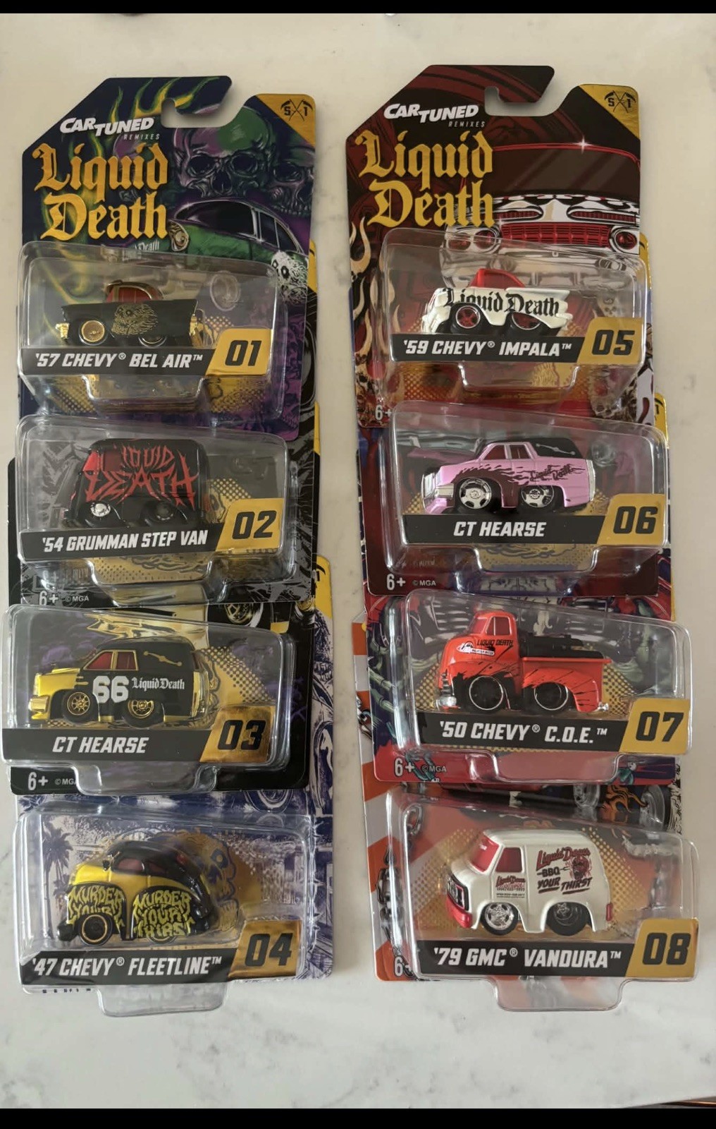 MGA Car Tuned Remixes Liquid Death Series 1 Complete Set of 8 Die Cast 1:64