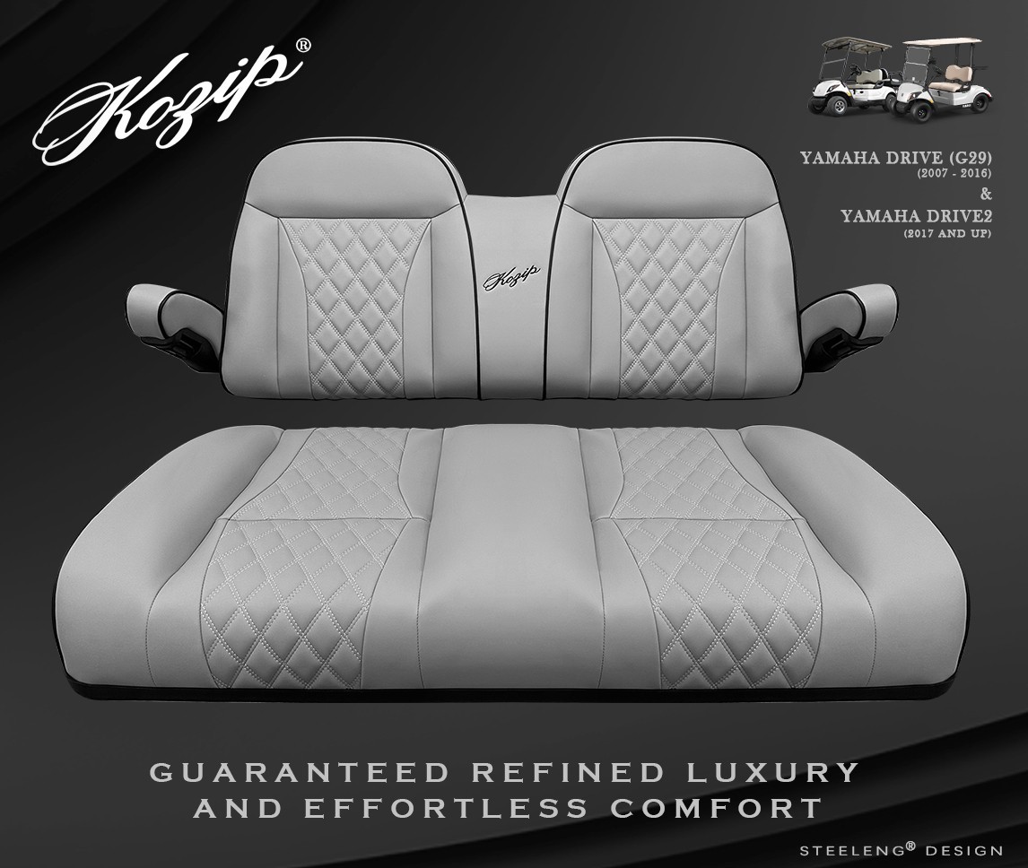 'KOZIP' YAMAHA G29 / Drive2 GOLF CART FRONT SEAT/BACKREST CUSHION SET (GRAY)