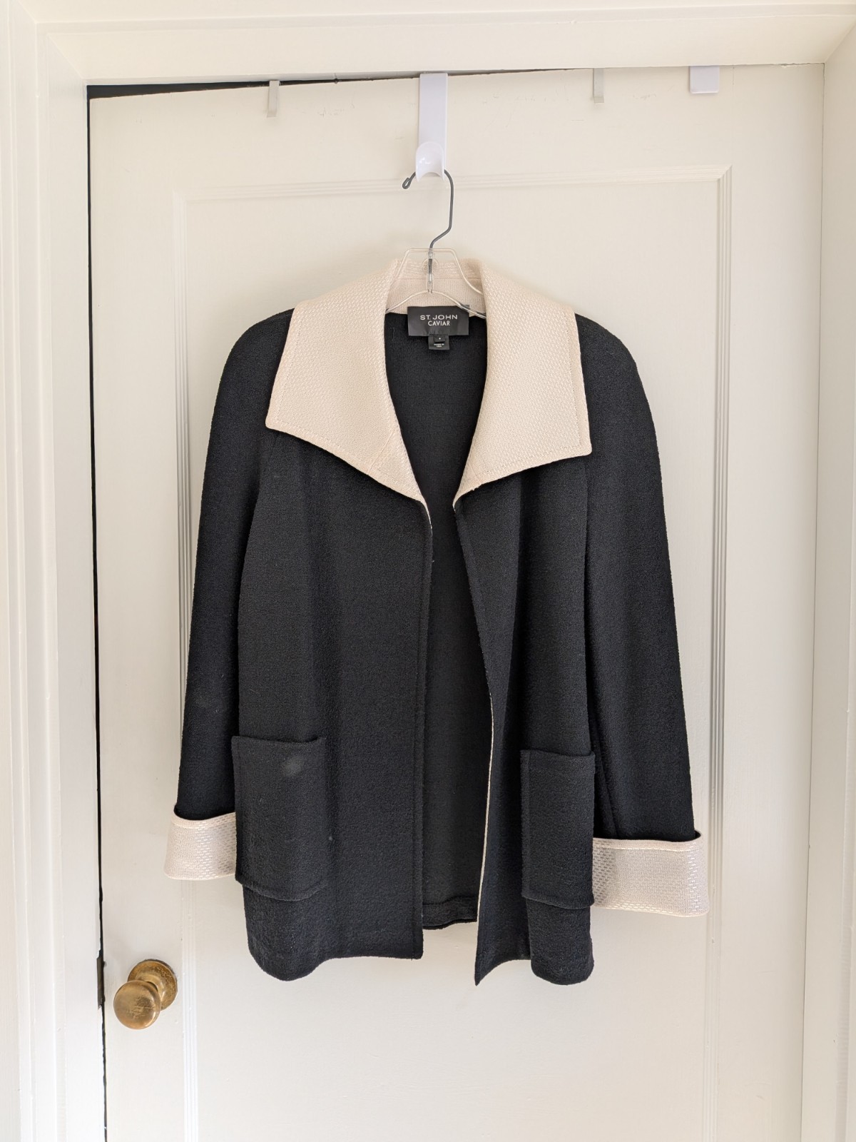 St. John Caviar Designer Women’s Wool Knit 2PC Jacket & Top Set Size 4/S/P