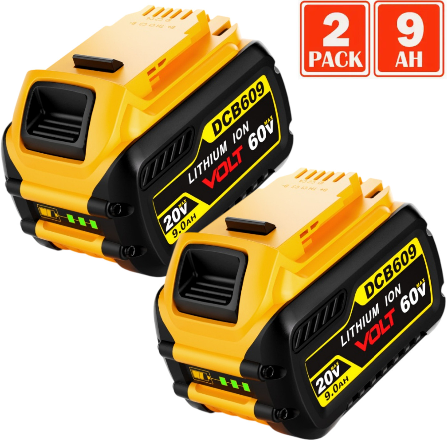 2pcs 20V/60V 9.0Ah DCB609 Li-ion Battery for Dewalt DCB606 DCB612 DCB180 DCB201 2pcs 20V/60V 9.0Ah DCB609 Li-ion Battery for Dewalt DCB606 DCB612 DCB180 DCB201