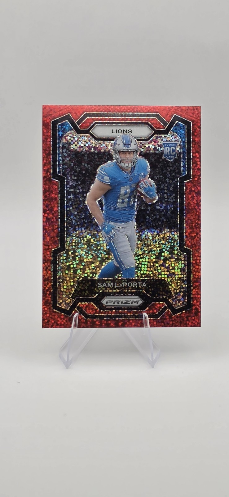 2023 Panini Prizm - Rookies Sam LaPorta #332 Red Sparkle Prizm (RC) Lions