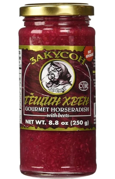 ZAKUSON GOURMET HORSERADISH w. BEETS HOT STRONG ТЁЩИН ХРЕН ЗАКУСОН 8.8oz