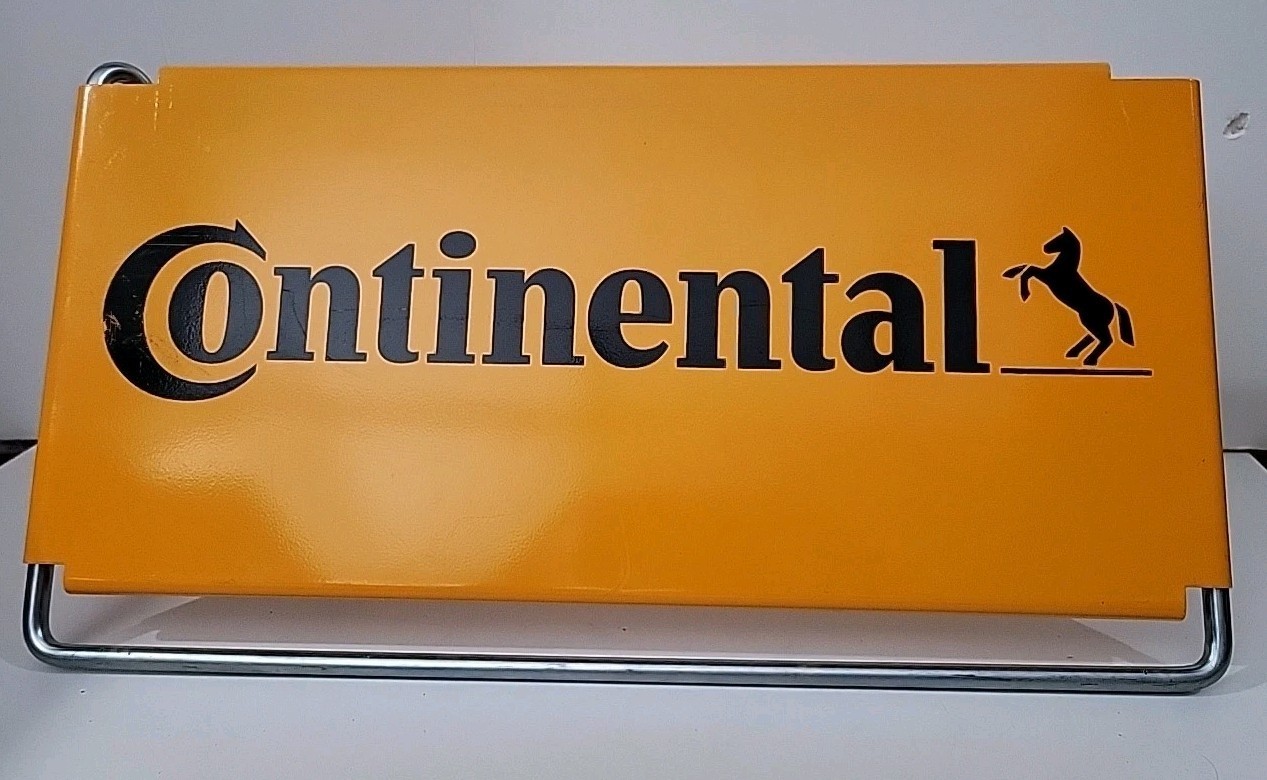 CONTINENTAL TIRE RACK GAS OIL ENAMEL STATION ADVERTISING SIGN 1950s 19\