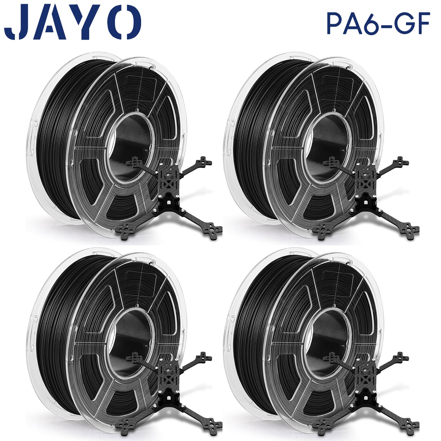 JAYO 4*1KG Black PA6-GF Nylon Glass Fiber Filament 1.75mm Tough Impact Resistant JAYO 4*1KG Black PA6-GF Nylon Glass Fiber Filament 1.75mm Tough Impact Resistant