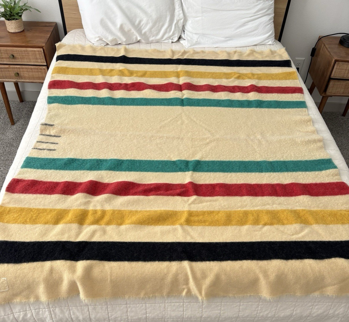 Antique Hudson Bay Company 3.5 Point Wool Stripe Blanket 1920\'s 55 x 70 Inches Antique Hudson Bay Company 3.5 Point Wool Stripe Blanket 1920\'s 55 x 70 Inches