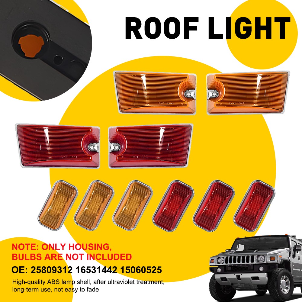 10X Amber Red Rear Top Roof Cab Marker Light Housing For Hummer H2 / SUT 03-09 H