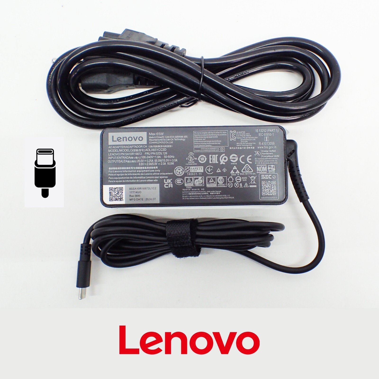 Genuine OEM Lenovo 65W USB-C Power Adapter Charger ThinkPad Yoga E14 E15