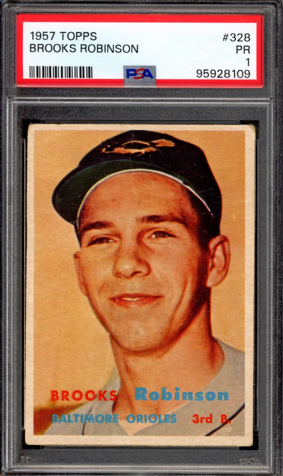 1957 Topps #328 Brooks Robinson Rookie PSA 1 Vintage HOF RC Baseball Card (8109) 1957 Topps #328 Brooks Robinson Rookie PSA 1 Vintage HOF RC Baseball Card (8109)