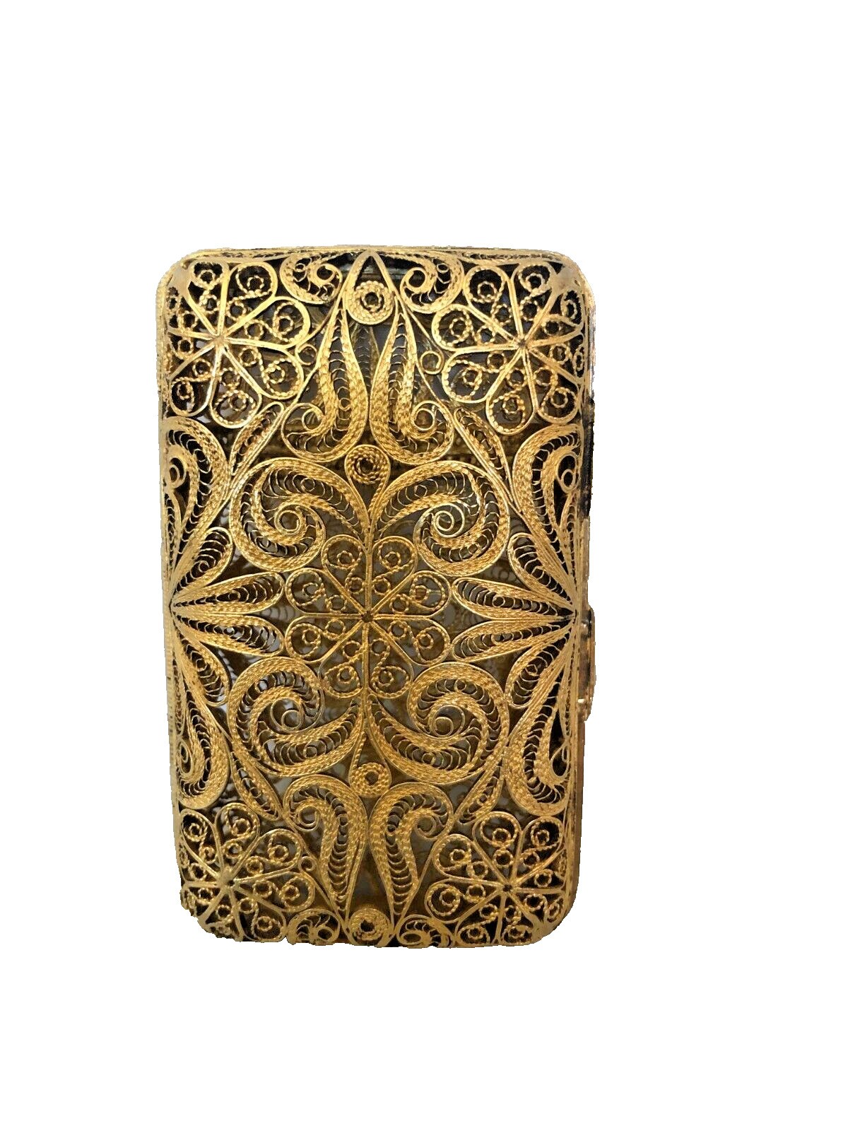 Antique Dated 1888 Imperial Russian Gilded 84 Silver Filigree Cigarette Case