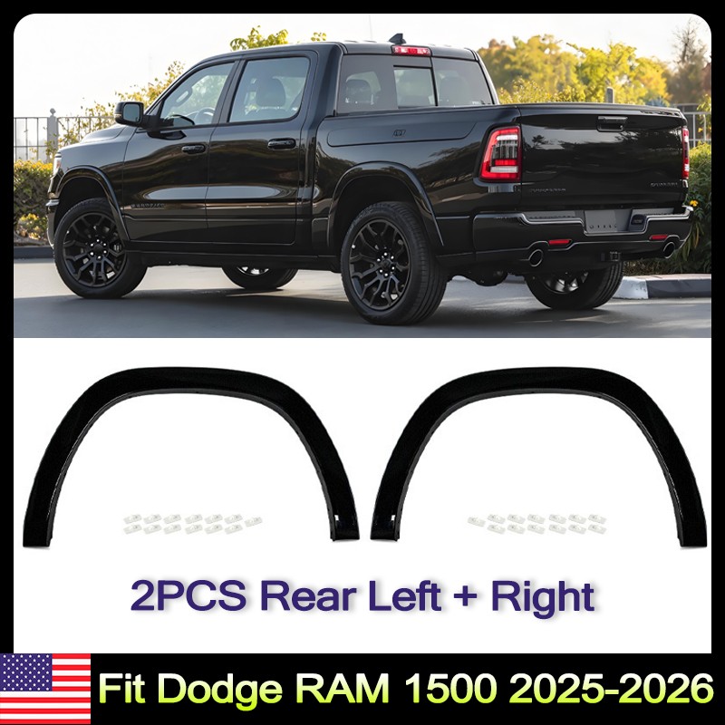 2PCS For 2019-26 Ram 1500 Wheel Arch Fender Flare Diamond Black Rear Left Right