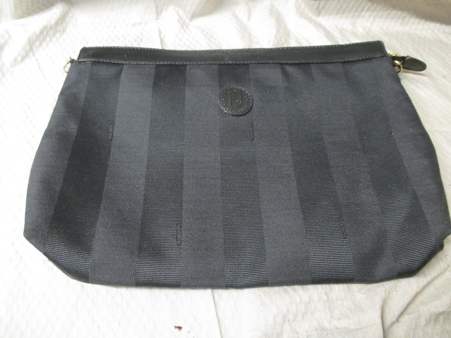 Vintage Fendi S.A.S. Coated Canvas Charcoal Black Cosmetic Bag - Excellent Cond.