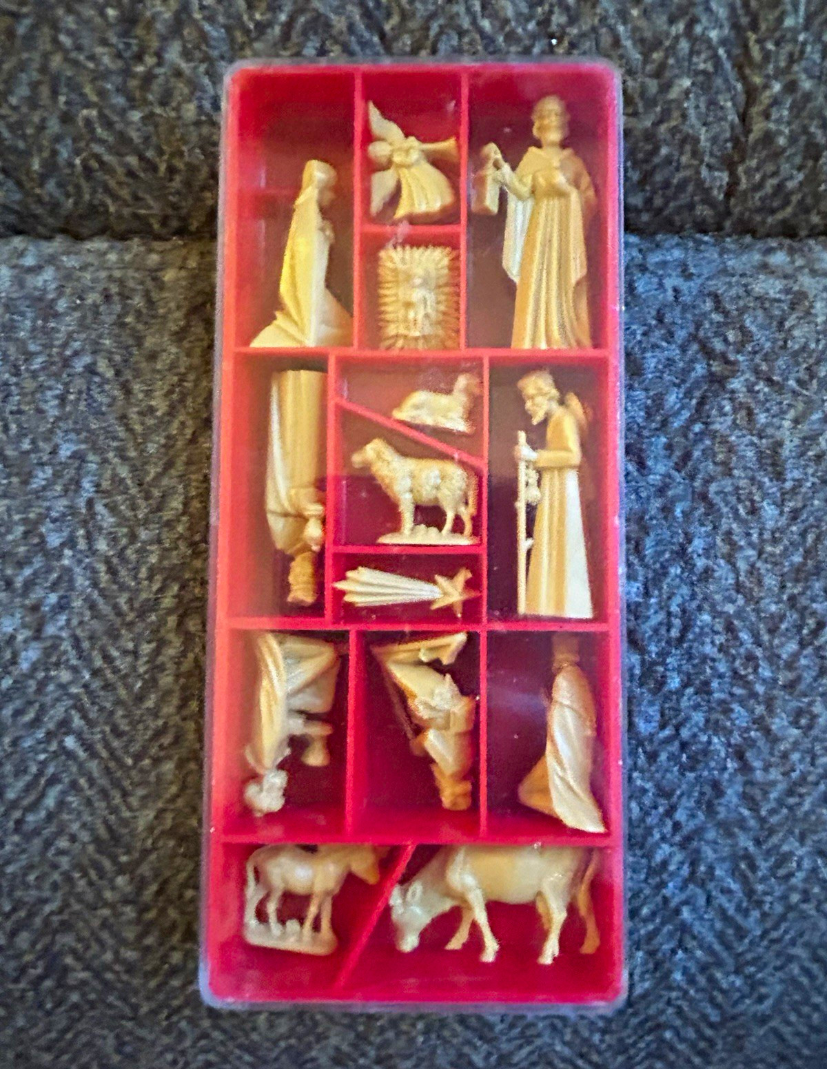 Vintage Christmas Mini Nativity Set Beige Plastic West Germany 14 pieces Vintage Christmas Mini Nativity Set Beige Plastic West Germany 14 pieces