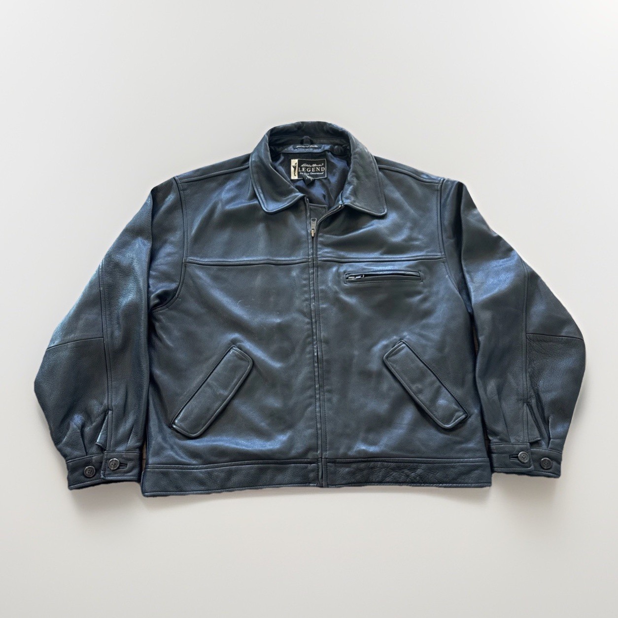 Vintage Eddie Bauer Bomber Leather Jacket Men’s L Black Legend Journeyman
