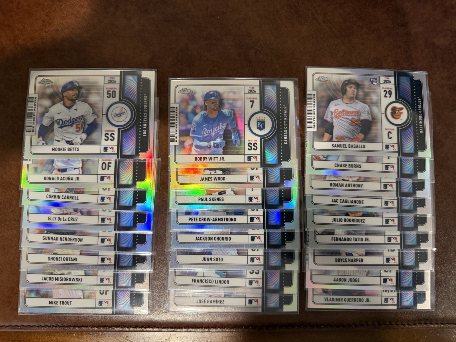 2026 Topps Chrome Big Ticket Player Complete Set 1-25 Ohtani, Miz, Judge, Burns