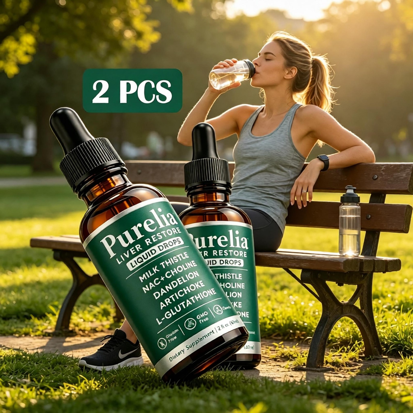 2PCS Purelia Liver Restore Drops – Complete Liver Detox Support Supplement 60ml