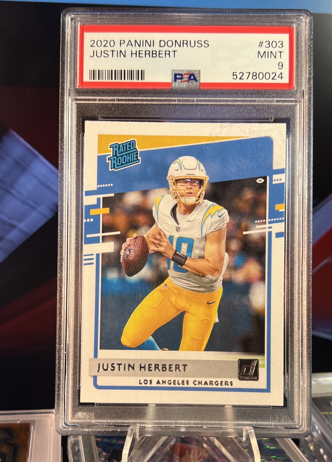 2020 Panini Donruss  Rated Rookie Justin Herbert RC PSA 9