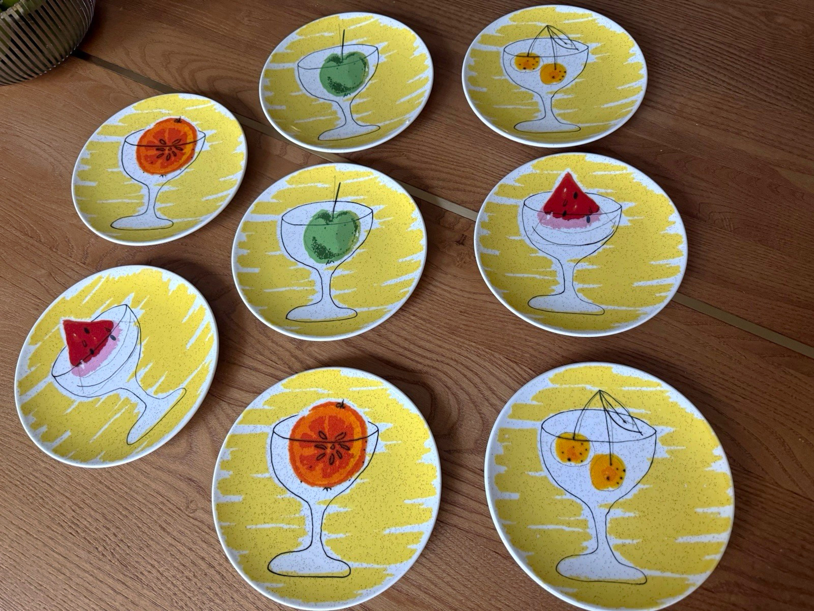 Vintage Vera for Mikasa Cocktail Time Plates Set of 8 Fruit Images Japan