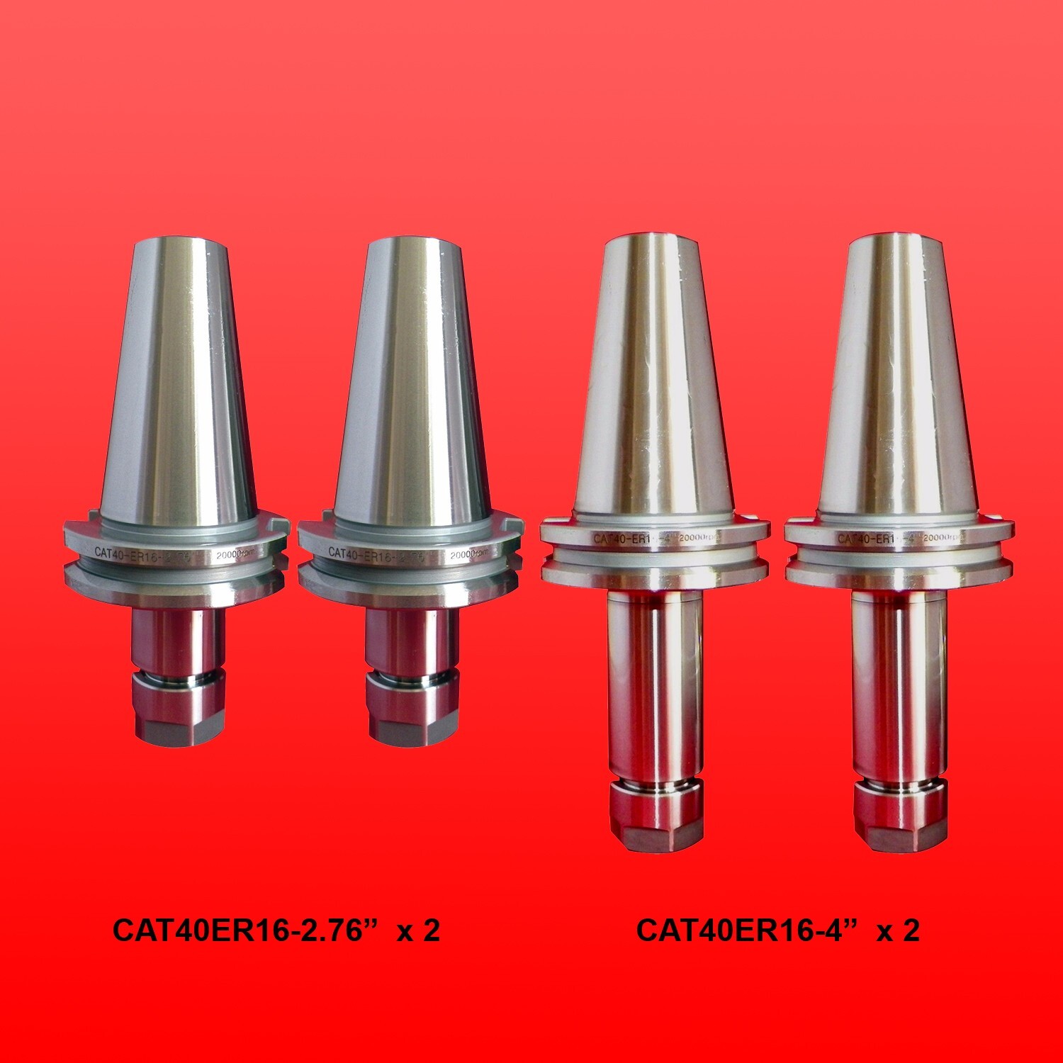CAT40 ER16 Collet Chucks 4 Pcs w Proj. 2.76