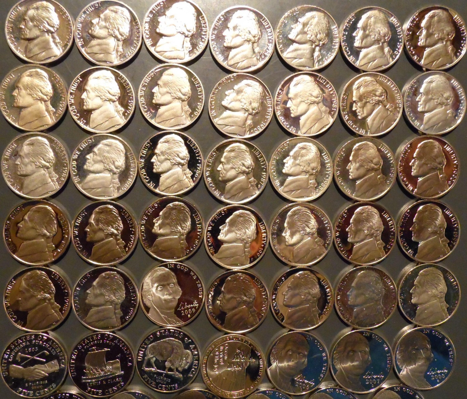 1968-S thru 2023-S Jefferson Nickel Gem Proof 59 Coin Complete Date Set Run 1968-S thru 2023-S Jefferson Nickel Gem Proof 59 Coin Complete Date Set Run