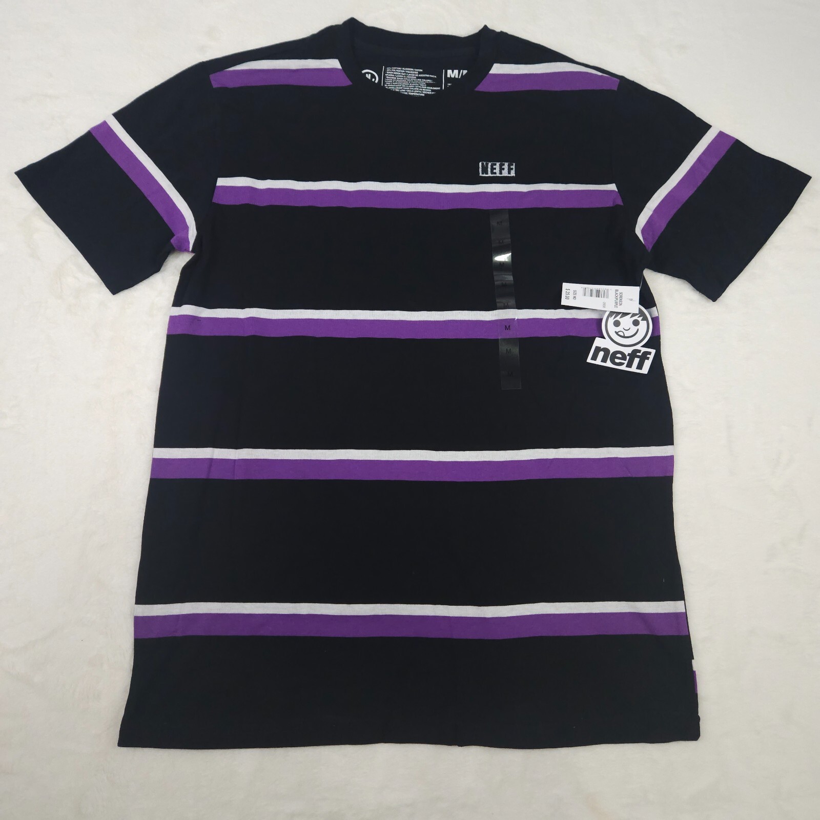 Neff Sorenson Black Purple Striped Short Sleeve T-Shirt Men\'s Size S, M, L, XL Neff Sorenson Black Purple Striped Short Sleeve T-Shirt Men\'s Size S, M, L, XL