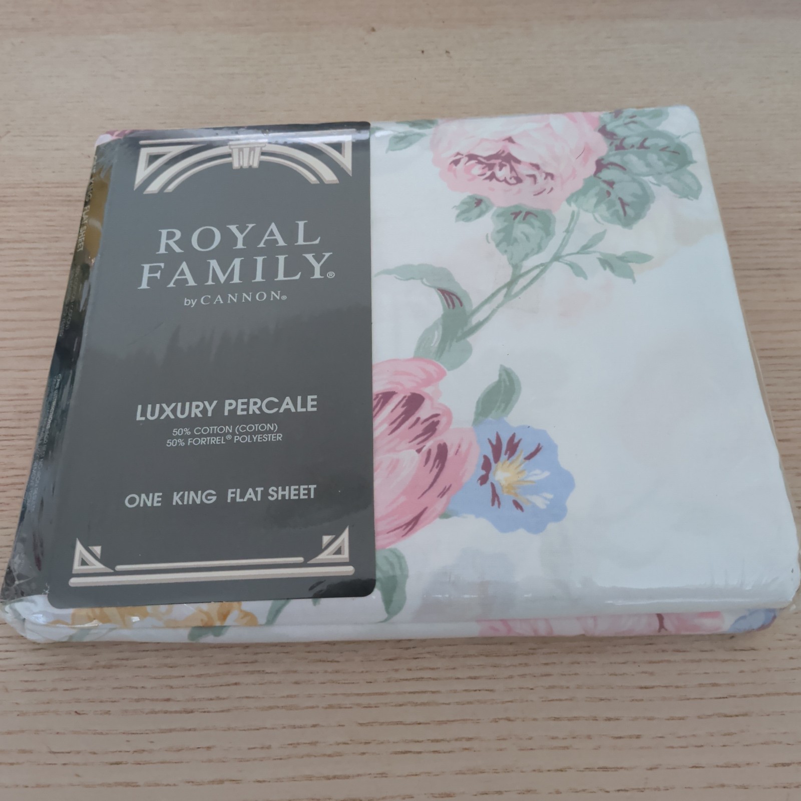 Vintage One King Flat Sheets Set Cotton Blend Cannon Royal Family LAURA II KTS
