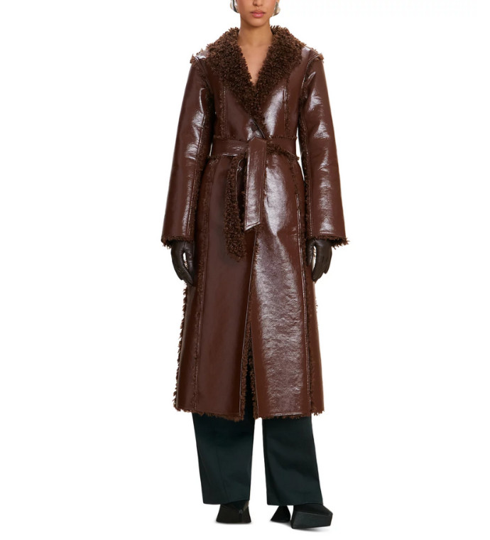 Cult Gaia Tili Faux Fur Faux Leather Coat MSRP $1198 Size XS # 18A 232 Blm