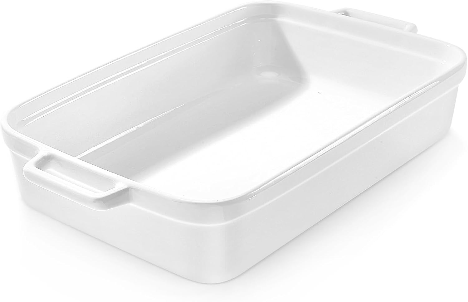 Large 5.5 Quart Ceramic Casserole Dish, Easy Clean Lasagna Pan, White