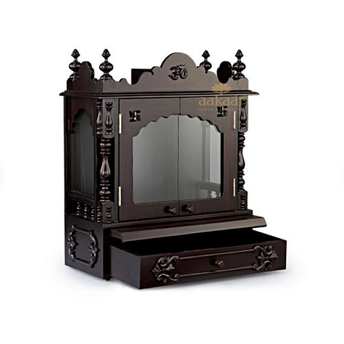Natural Pooja Mandir With Drawer Temple Alter TeakWood Hindu Temple