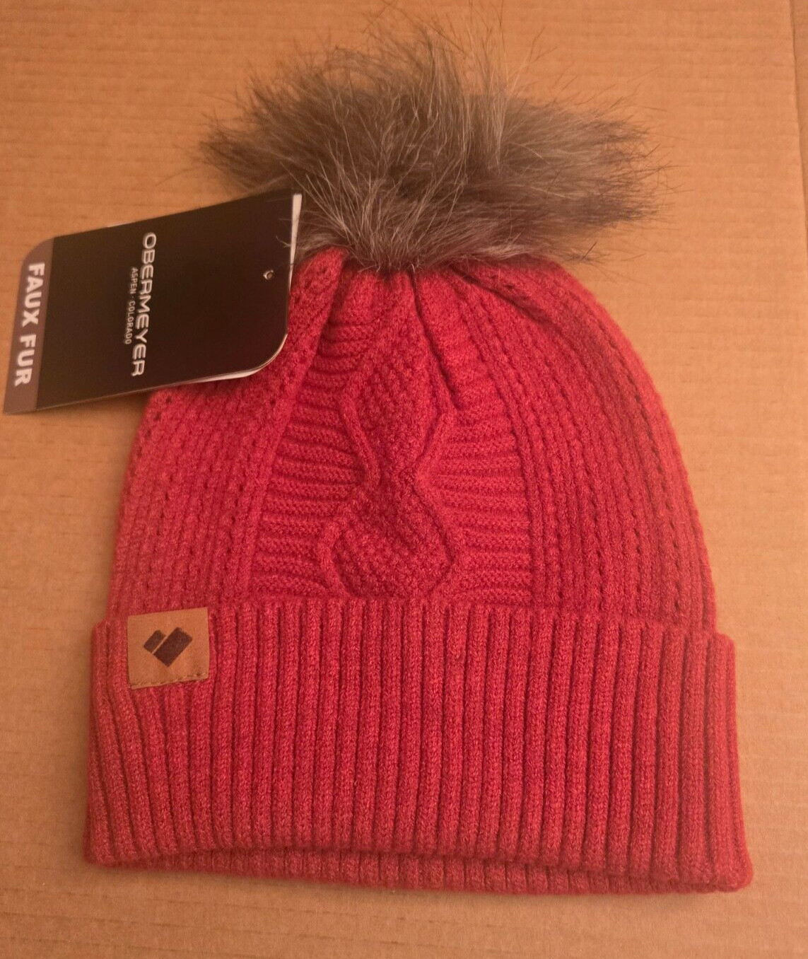 Obermeyer Women\'s Madison Faux Fur Pom Beanie    Rival Red  One Size    18061