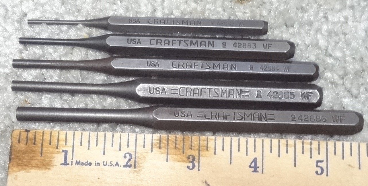 Craftsman Set of 5 Drift pins (NEW/nos Last ones made in USA
