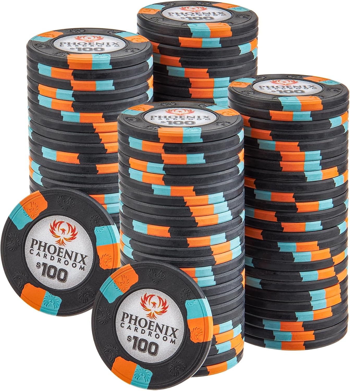 10-Gram Phoenix Professional Poker Chips Real Clay Set - Bulk Casino Chips