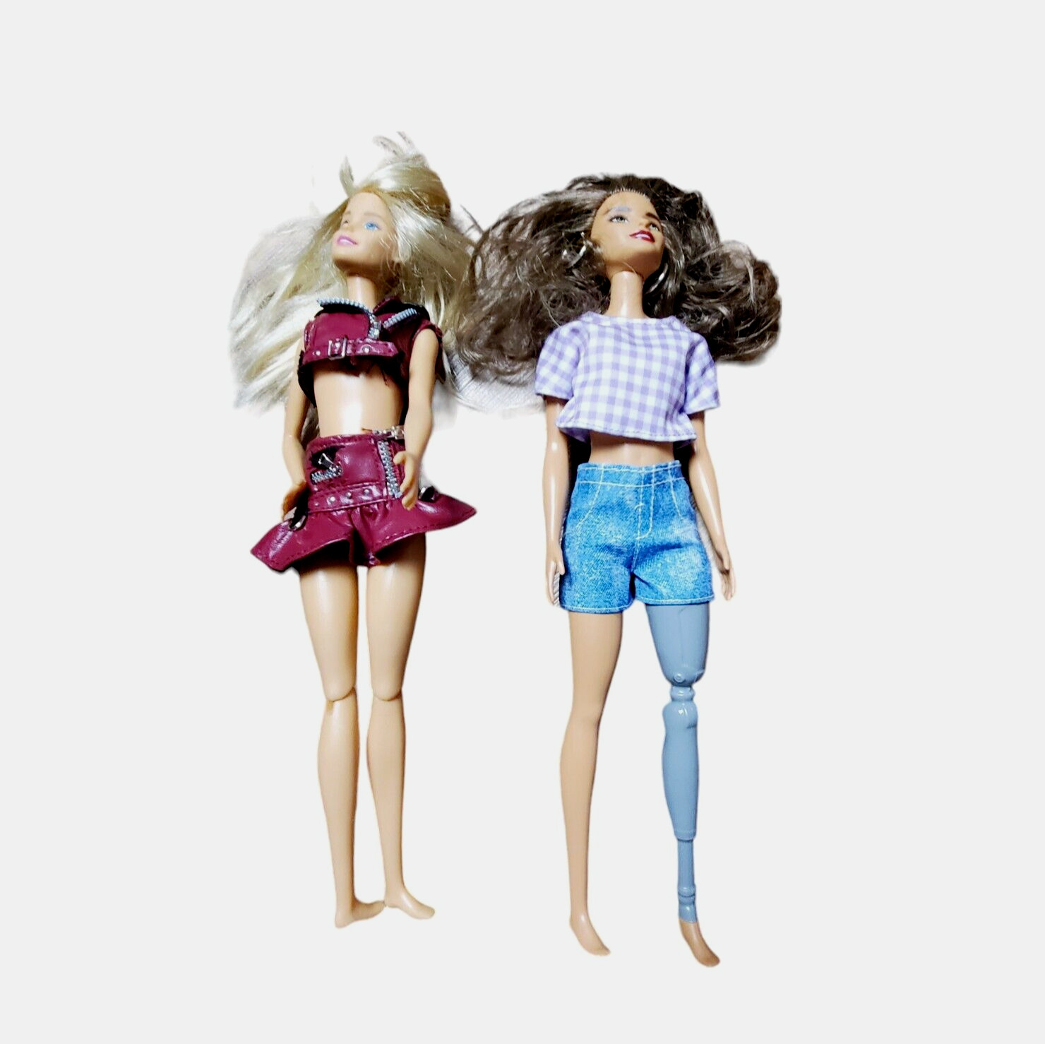 Lot of 2 Mattel's 2013-2014 Barbie Dolls Fashionistas & Amputee Hispanic Doll