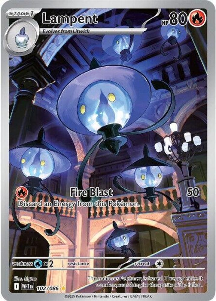 Pokemon Lampent 102/086 Holo Illustration Rare White Flare NM Pokemon Lampent 102/086 Holo Illustration Rare White Flare NM