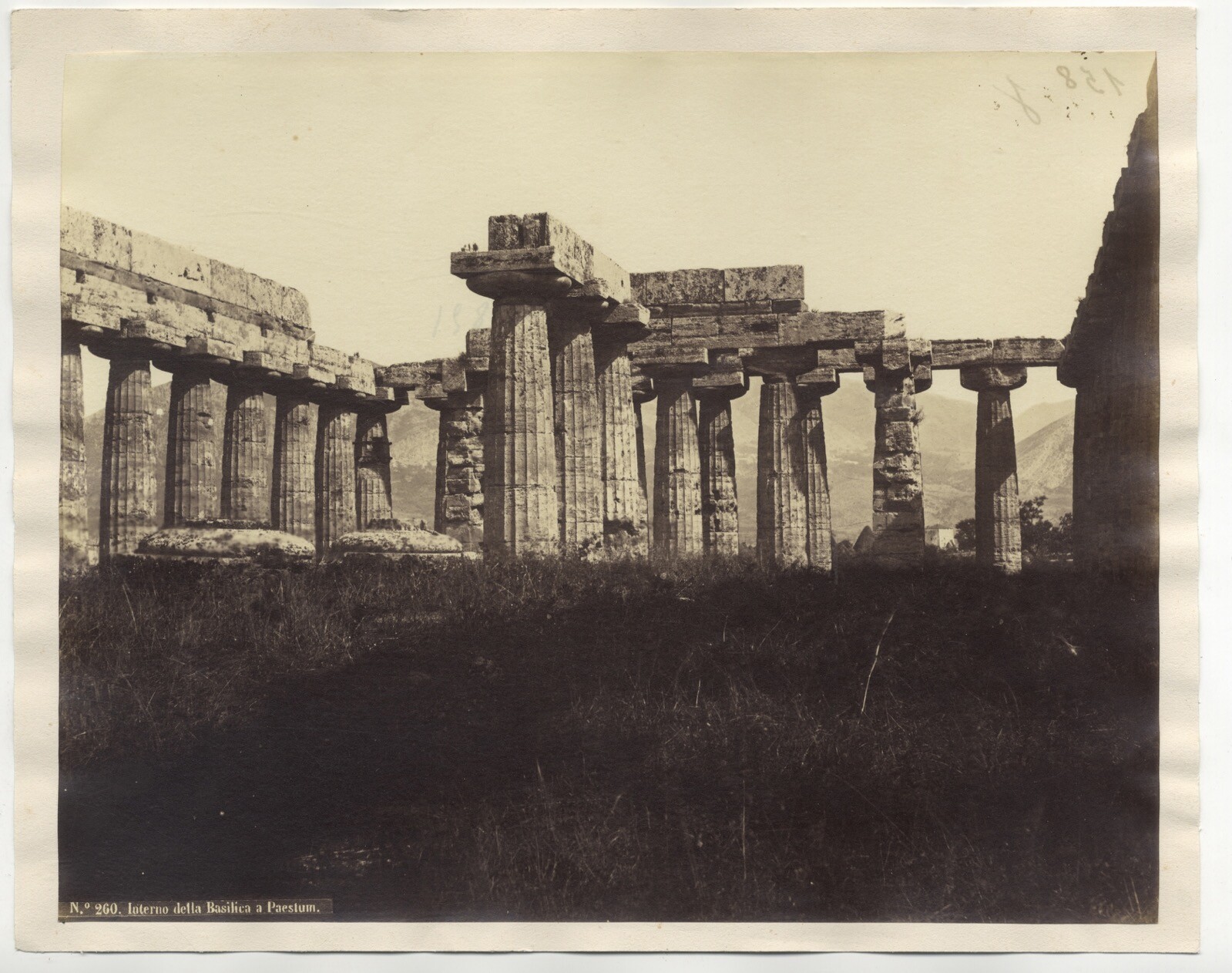 Italy Paestum Poseidonia Greek Temple C1870 Vintage Albumen Photograph Italy Paestum Poseidonia Greek Temple C1870 Vintage Albumen Photograph